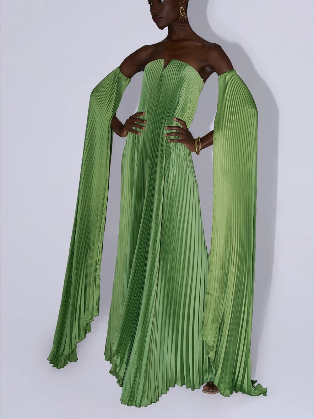 L’idee Black tie gown drama sleeves venom